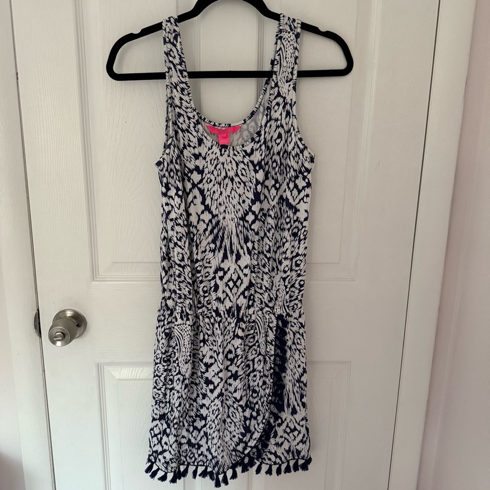 Lilly Pulitzer Sleeveless Scoop Neck Romper Blue and White Size Small